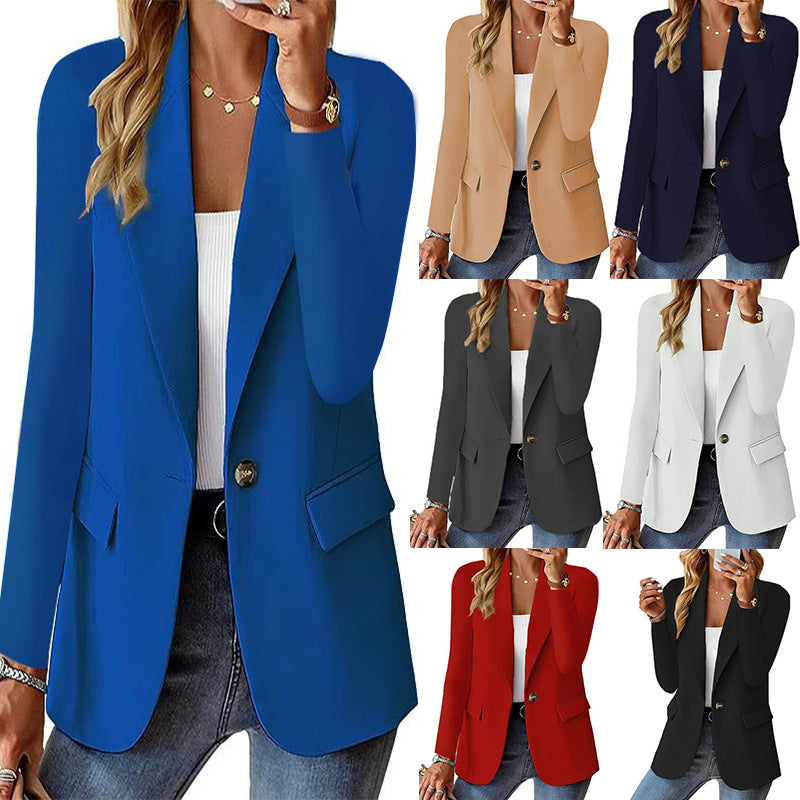 Ladies tailored blazer with single-button closure, notch collar and patch pockets Mune Fashion