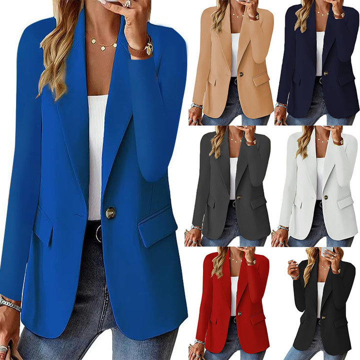 Ladies tailored blazer with single-button closure, notch collar and patch pockets Mune Fashion