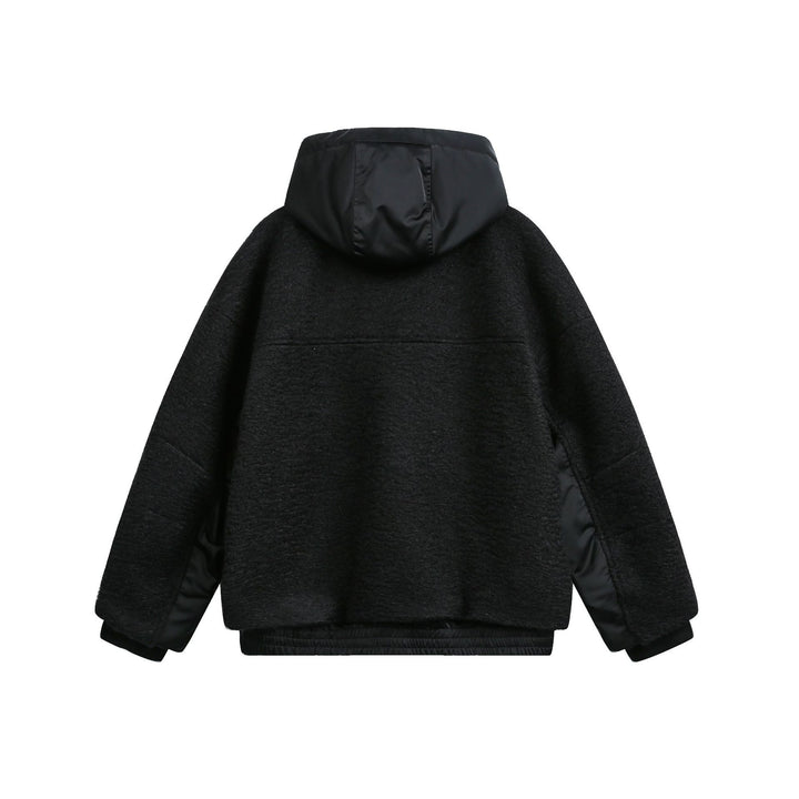 Women's Oversize Wool Blend Bomber Jacket with Quilted Hood Mune Fashion