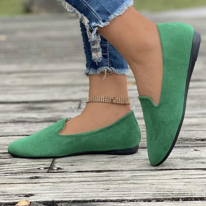 Damen spitz zulaufende Velours‑Loafer mit gepolsterter Innensohle Mune Fashion