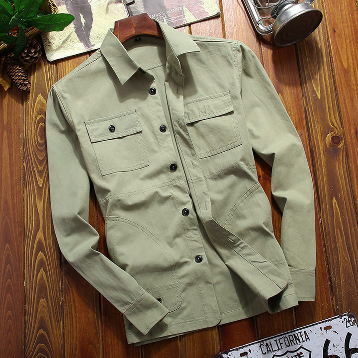 Men's lightweight canvas field shirt jacket with chest patch pockets and utility details Mune Fashion
