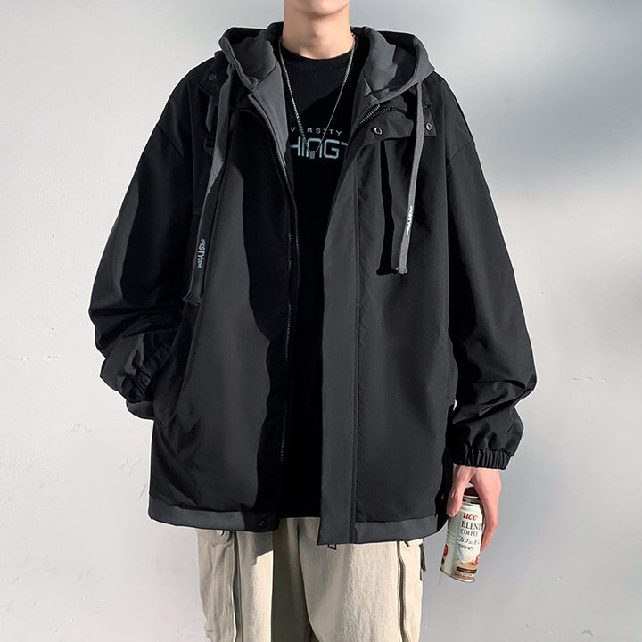 Men's two-layer softshell overlay jacket with hood, wind and water repellent membrane and adjustable hem Mune Fashion