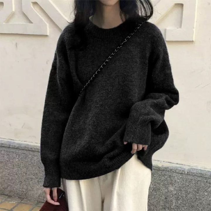 Women's Casual Cozy Fine Knit Sweater with Stand-up Collar and Extended Cuffs Mune Fashion