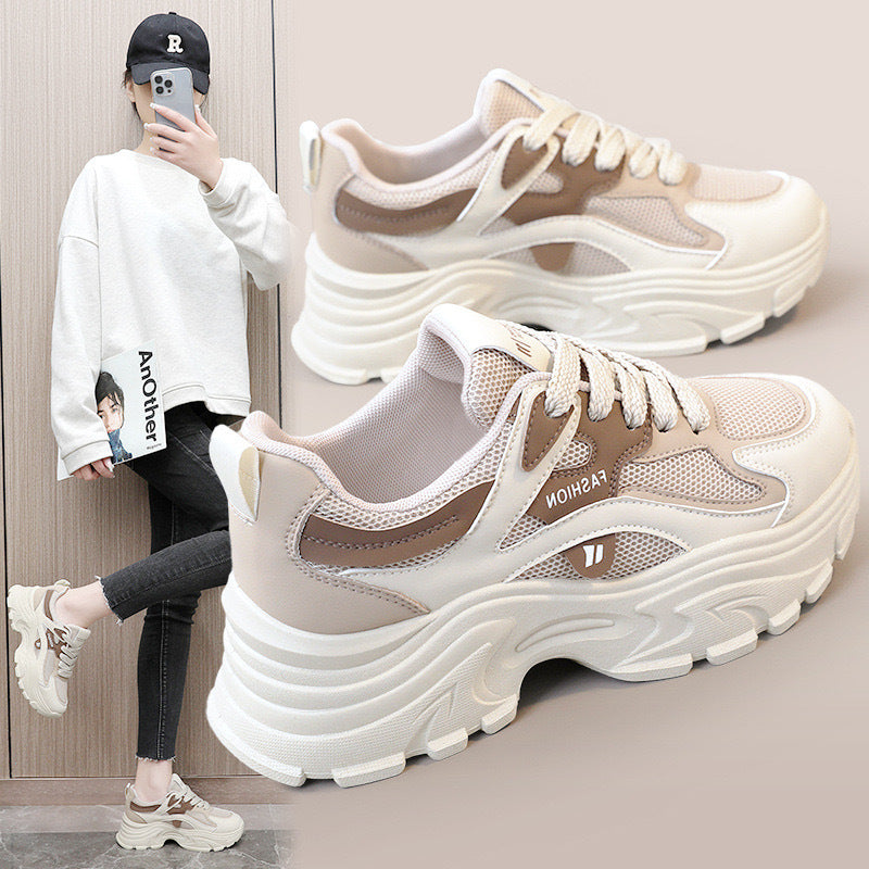 Women's Fashionable Chunky Sneakers with Breathable Mesh Upper and Comfortable Cushioning Mune Fashion