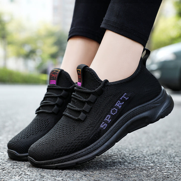 Ladies' breathable knit sport sneakers with elastic entry, padded insole, and flexible EVA cushioning Mune Fashion
