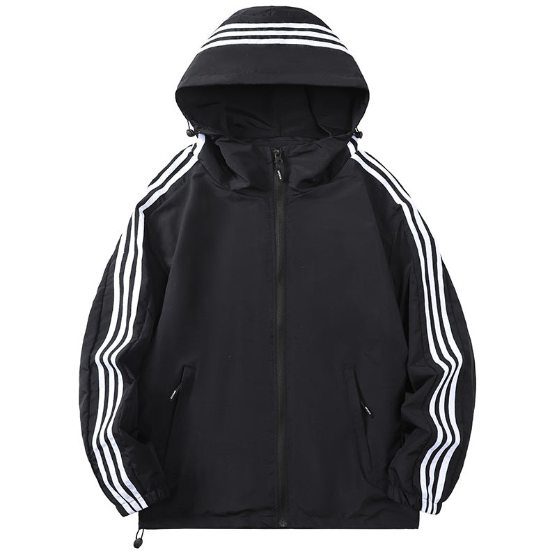 Men's sporty transitional jacket with hood and reflective accents Mune Fashion