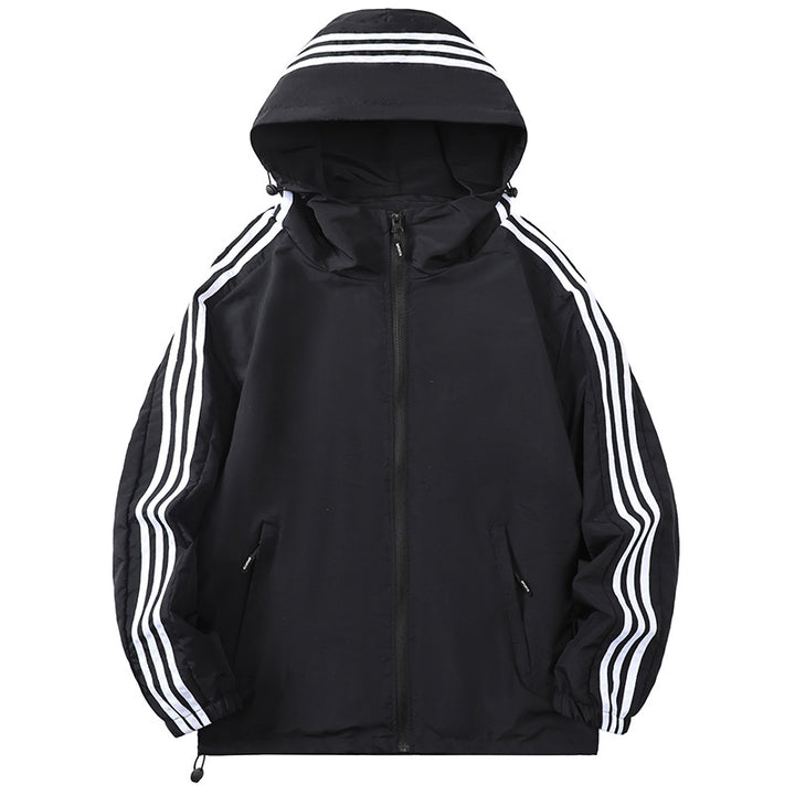 Men's sporty transitional jacket with hood and reflective accents Mune Fashion