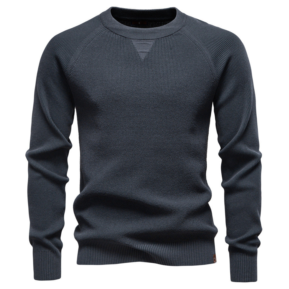 Men's medium thickness textured knit sweater with raglan sleeves and ribbed cuffs Mune Fashion