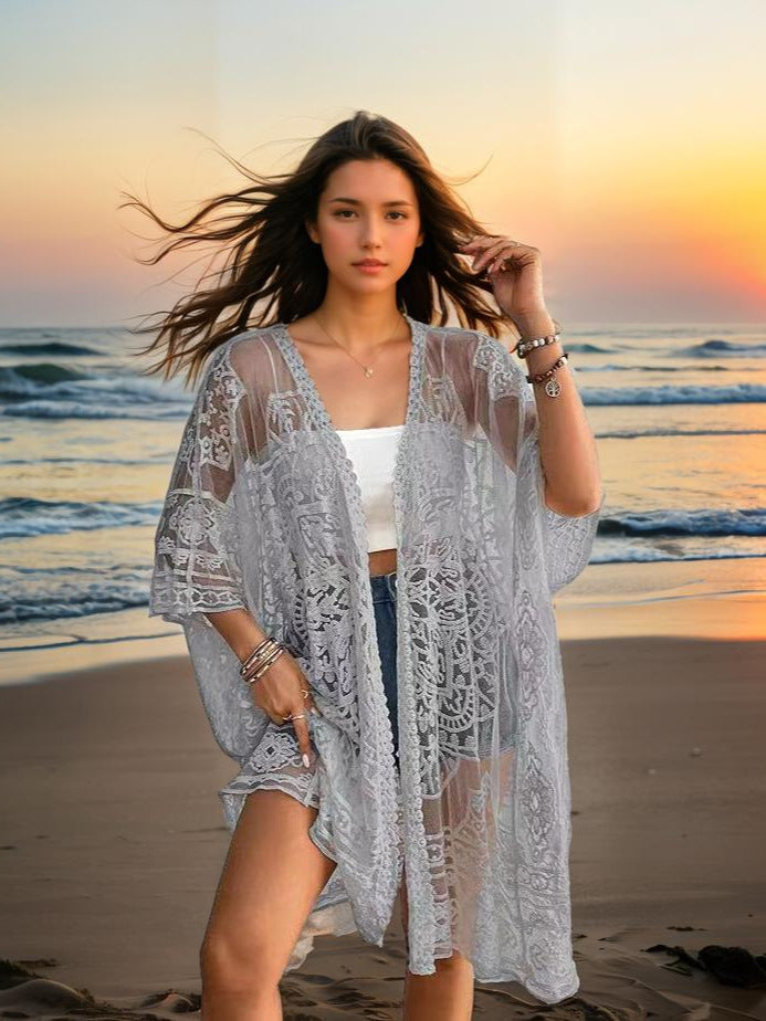 Women romantic crochet beach cover-up Mune Fashion