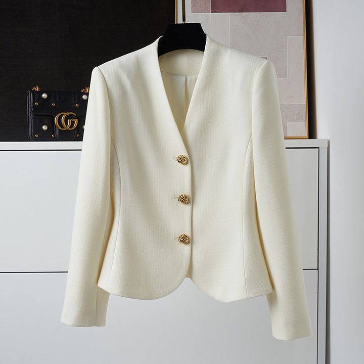 Women's Elegant Blazer with Golden Button Detail Mune Fashion