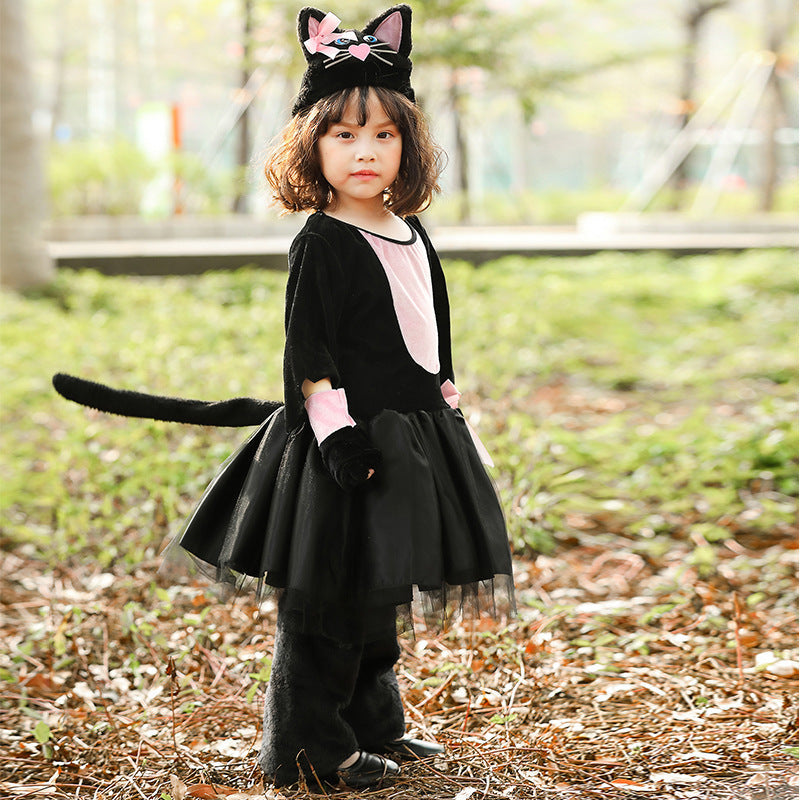 Girl's cat costume with edgy tulle layer and charming details Mune Fashion