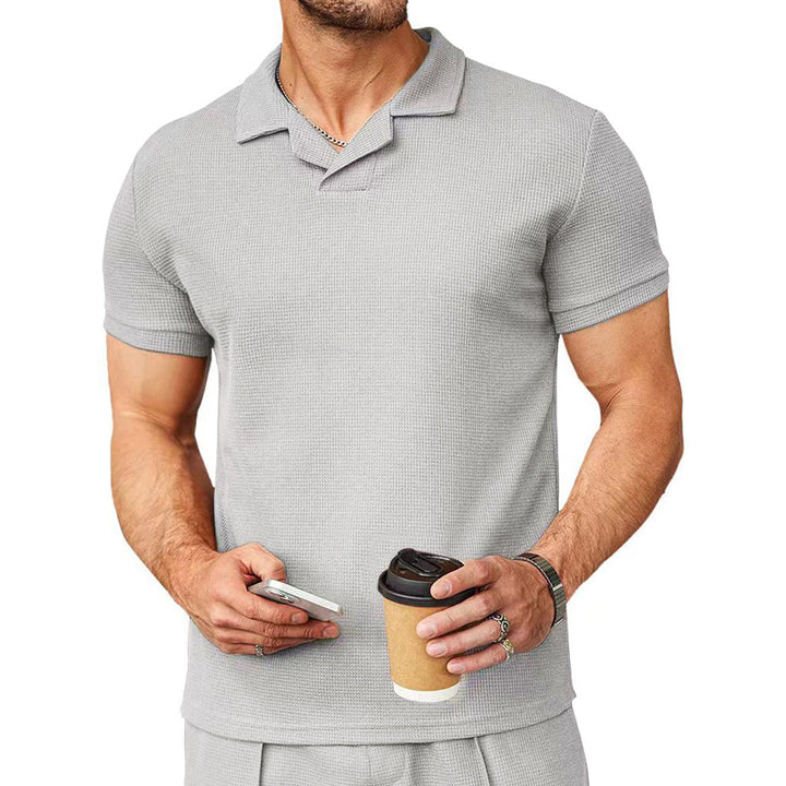 Men's short-sleeve knitted polo with open shirt collar and body-hugging fit Mune Fashion