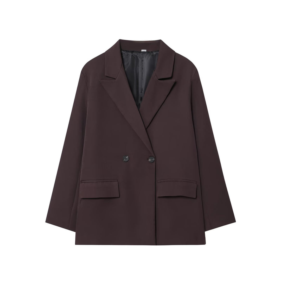 Women's Oversized Double-Breasted Blazer with Flap Pockets Mune Fashion