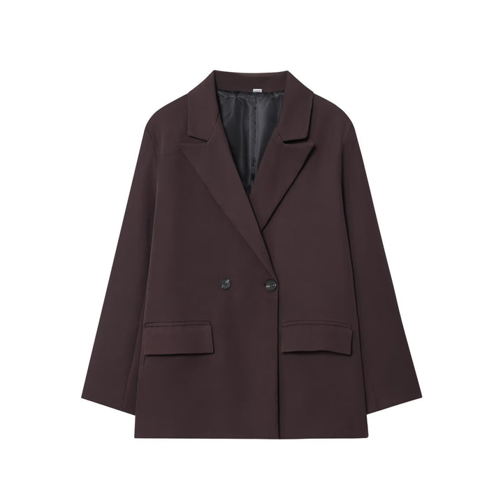 Women's Oversized Double-Breasted Blazer with Flap Pockets Mune Fashion