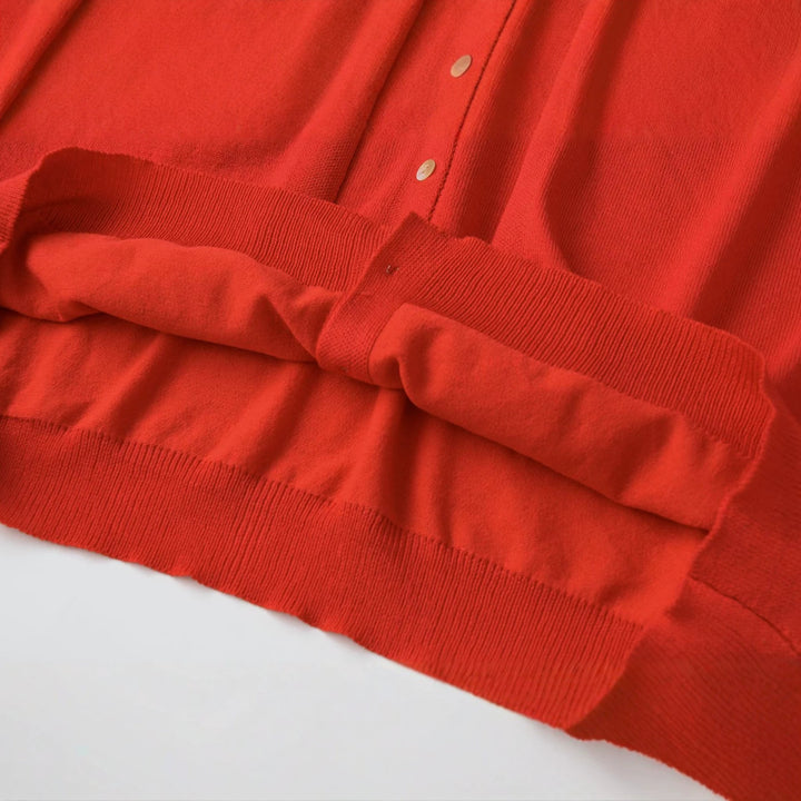 Women's Light Three-Quarter Sleeve Button Cardigan with Round Neck and Extended Ribbed Cuff Mune Fashion