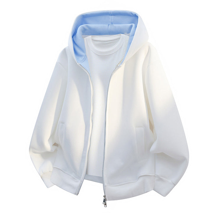 Men's Oversize Zip Hoodie with Contrast Lined Hood and Kangaroo Pockets Mune Fashion