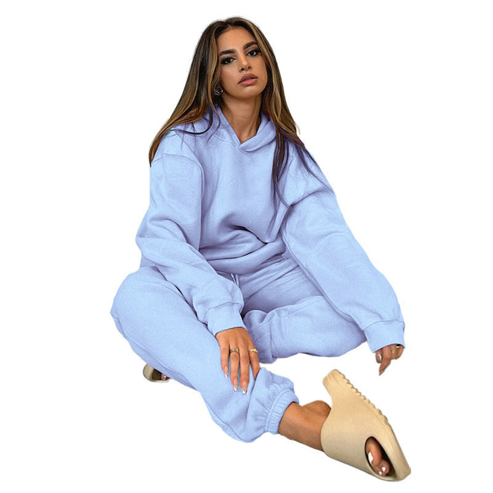 Women's casual oversized hoodie loungewear set with fleece-lined hoodie and high-waisted joggers Mune Fashion