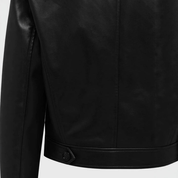 Women's Cropped Leather Jacket Mune Fashion