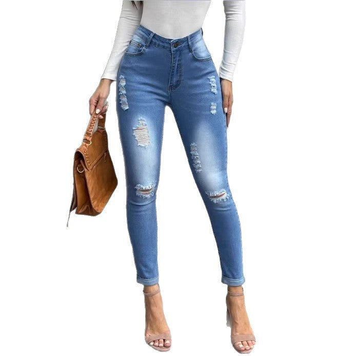 Ladies Shaping Skinny Jeans in Used Look with High Waist and Stretch Form Mune Fashion