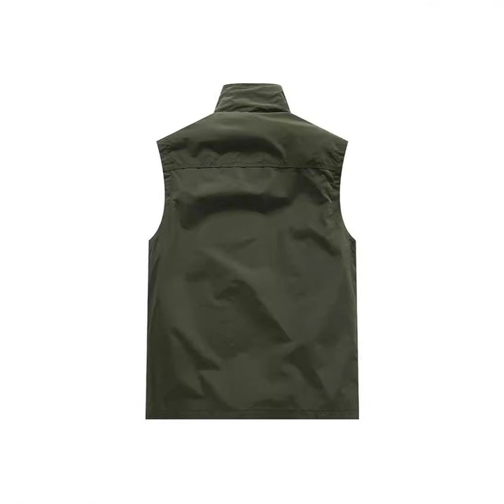 Men's Lightweight Utility Vest with Mesh Lining, Zipper and High Stand Collar Mune Fashion