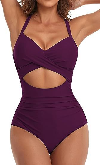 Women's One-Piece Swimsuit with Elegant Wrap Cut Mune Fashion