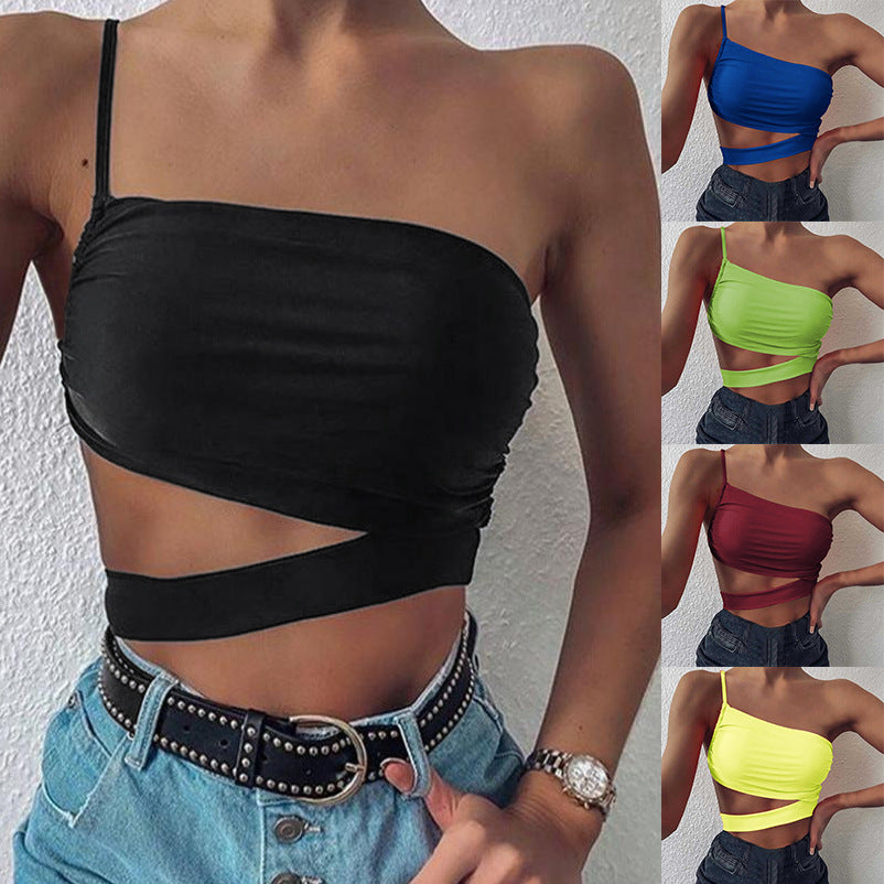 Women's asymmetrical crop top with elegant wrap design Mune Fashion