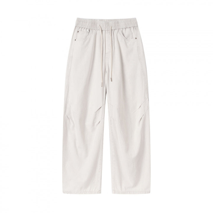 [Women] Wide culotte pants with high elastic waistband, drawstring and side pockets Mune Fashion