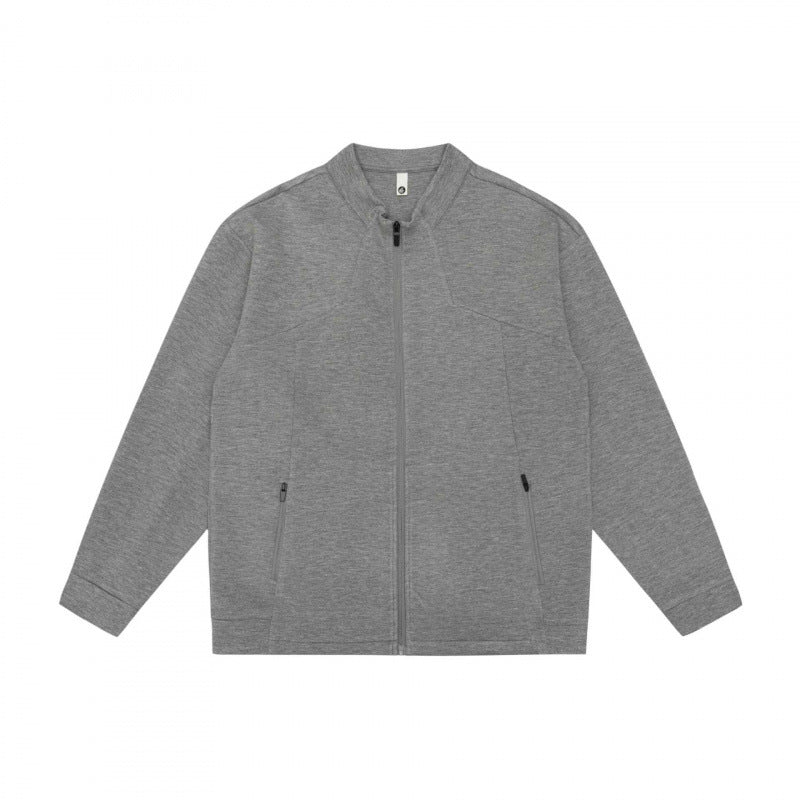 Unisex Minimalistic Oversized Zip Jacket with Stand Collar and Concealed Zipper Pockets Mune Fashion