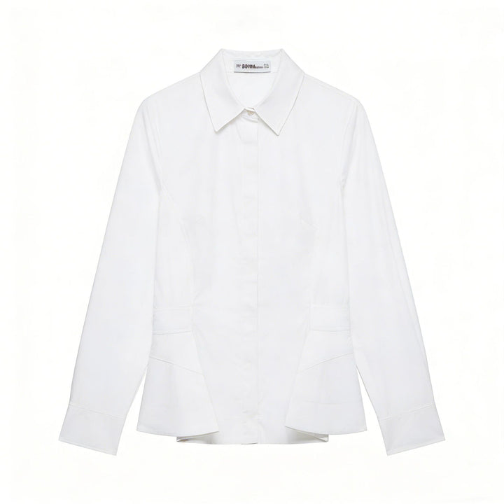 Women's Tailored Blouse Jacket with Peplum and Concealed Button Placket Mune Fashion