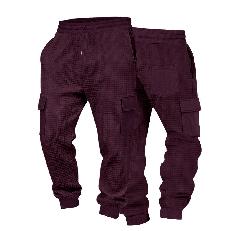 Men's cargo jogging pants made of waffle texture with drawstring and cuffs Mune Fashion