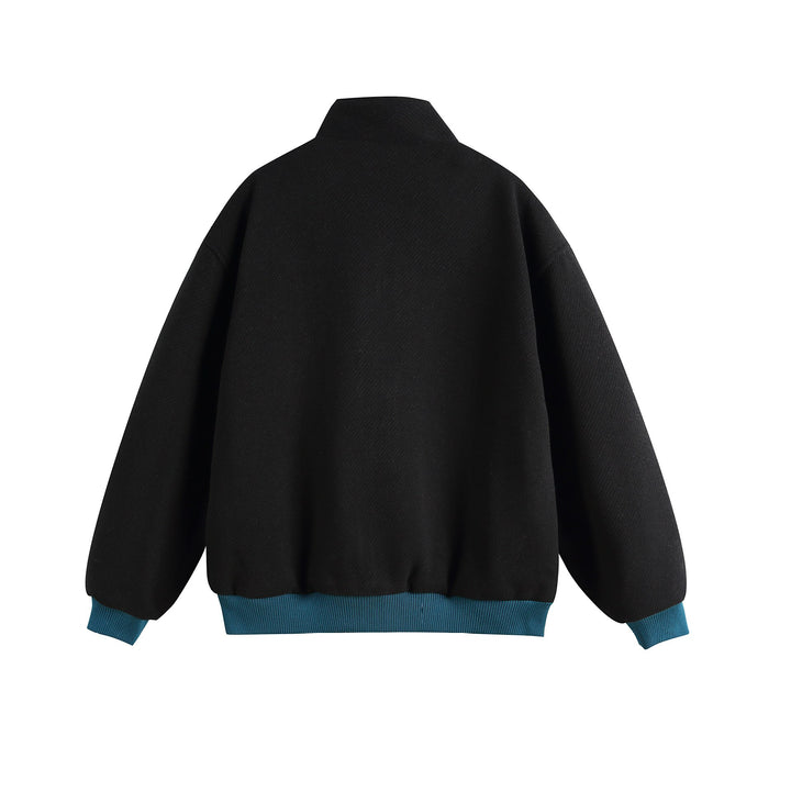 Women Lightweight Stand Collar Jacket with Folk Embroidery Appliqués and Ribbed Cuffs Mune Fashion
