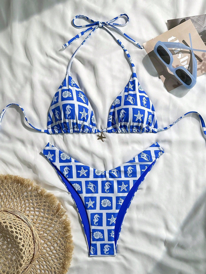 Women's Triangle Bikini with Maritime Designs Mune Fashion