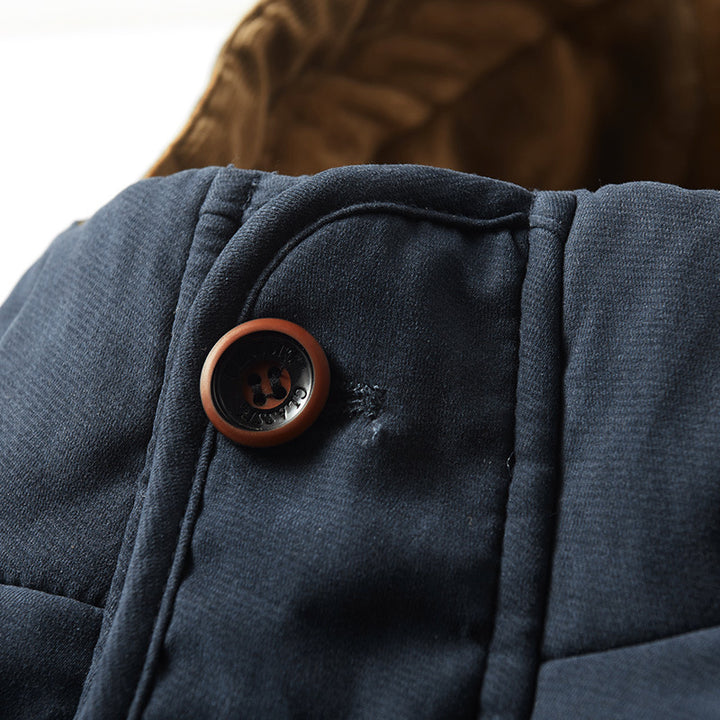 Men's padded parka in canvas look with teddy fleece lining and hood Mune Fashion