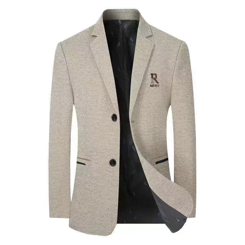 Men's Slim-Fit Blazer with fine Herringbone texture and Two-Button closure Mune Fashion