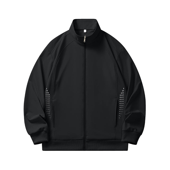 Men's lightweight windproof zip training jacket with stand-up collar, raglan sleeves and side reflective points Mune Fashion