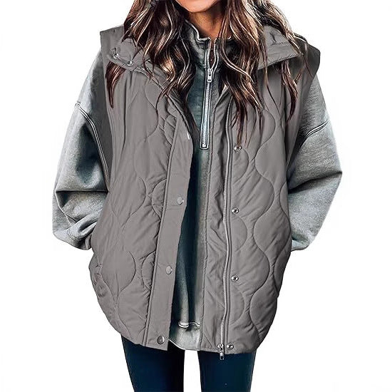 Women's Functional Padded Vest with High Stand-Up Collar, Zipper and Side Pockets Mune Fashion