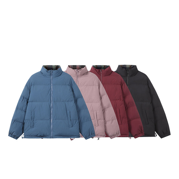 Unisex Boxy-Short Parka with quilted insulation, drawstring hem and plaid lined collar Mune Fashion