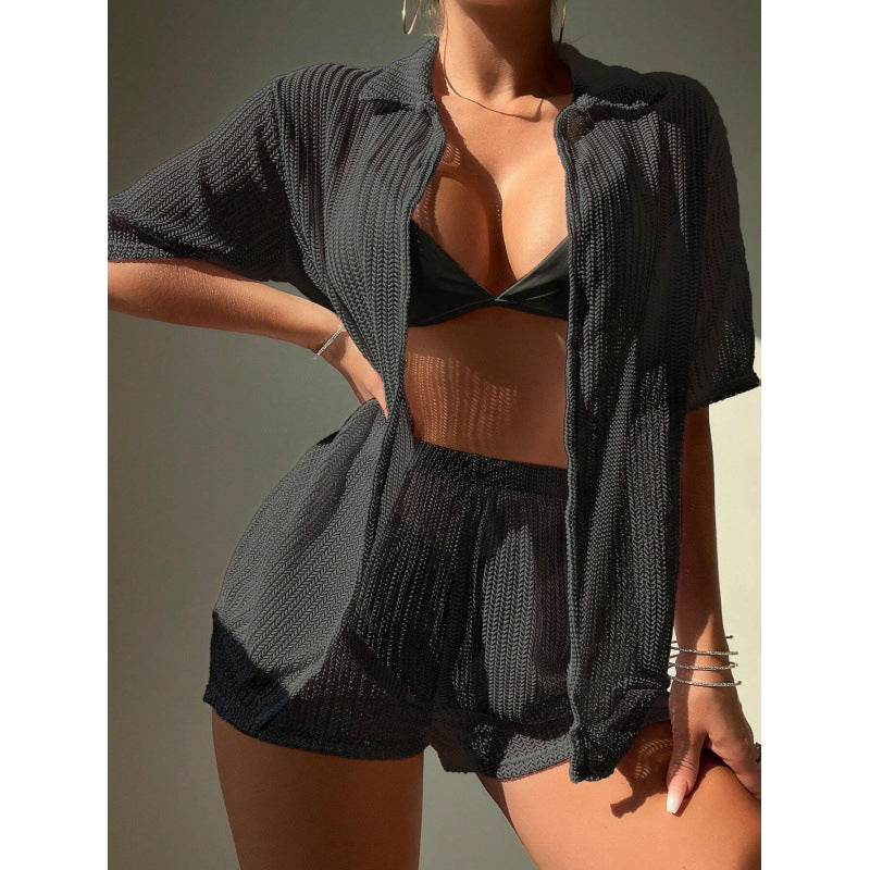 Women’s beach scarf with fashionable open cut and casual shorts Mune Fashion