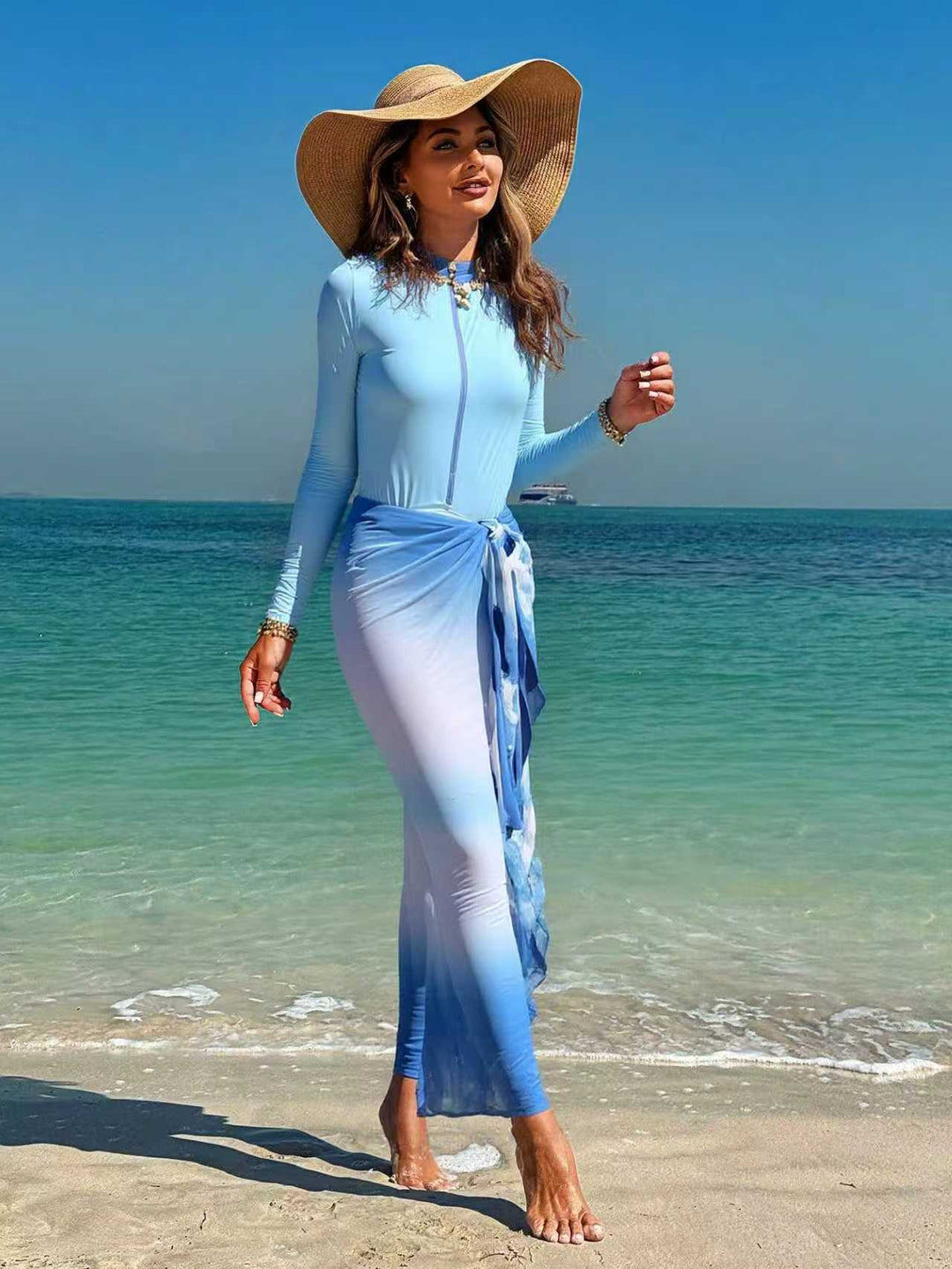 Women's Long Sleeve Surfsuit with Wrap Skirt Mune Fashion