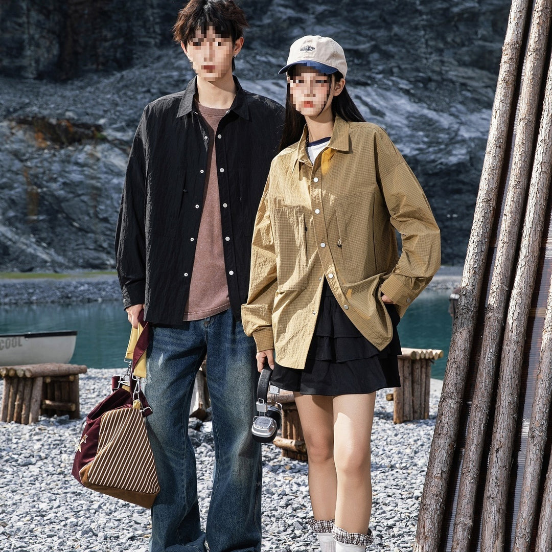 Men's Oversize Utility Shirt Jacket made of Ripstop with Snap Placket and Patch Pockets Mune Fashion