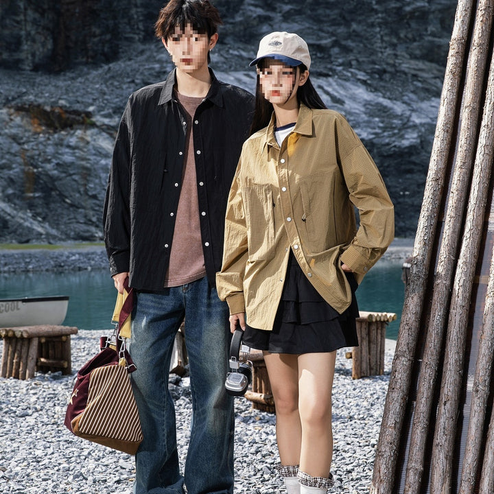 Men's Oversize Utility Shirt Jacket made of Ripstop with Snap Placket and Patch Pockets Mune Fashion
