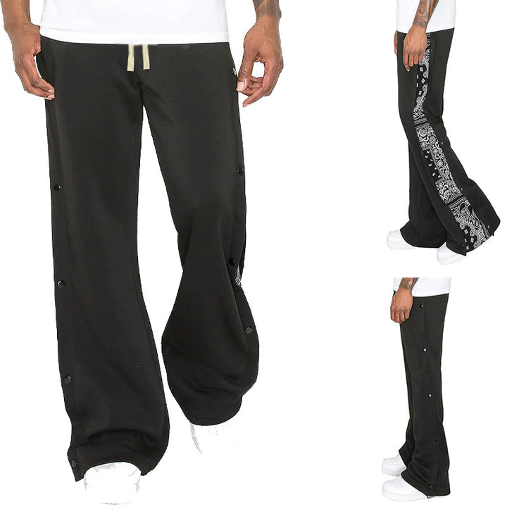Women's jogging pants with side snap slits and paisley insert Mune Fashion