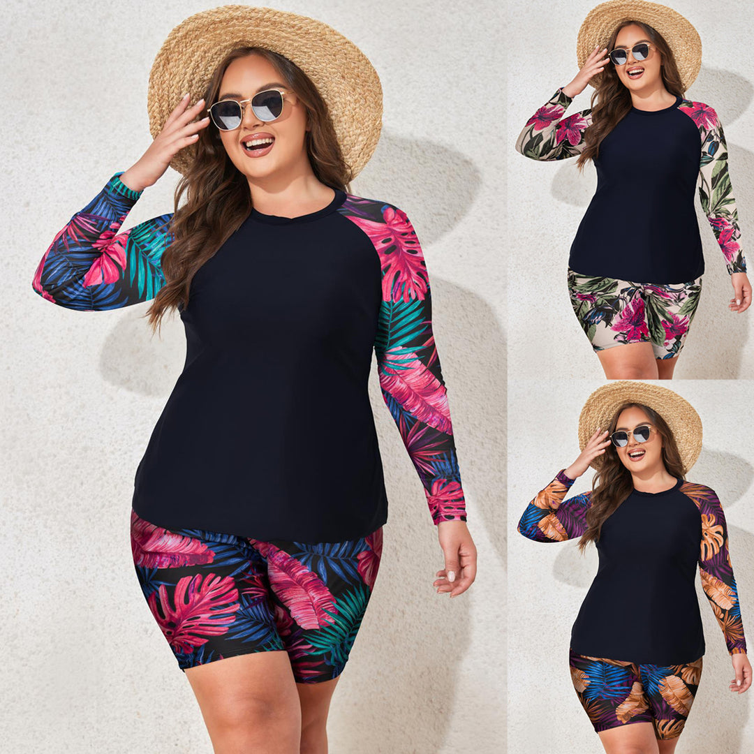 Women UV protection swimsuit set with sleeveless top and short pants Mune Fashion