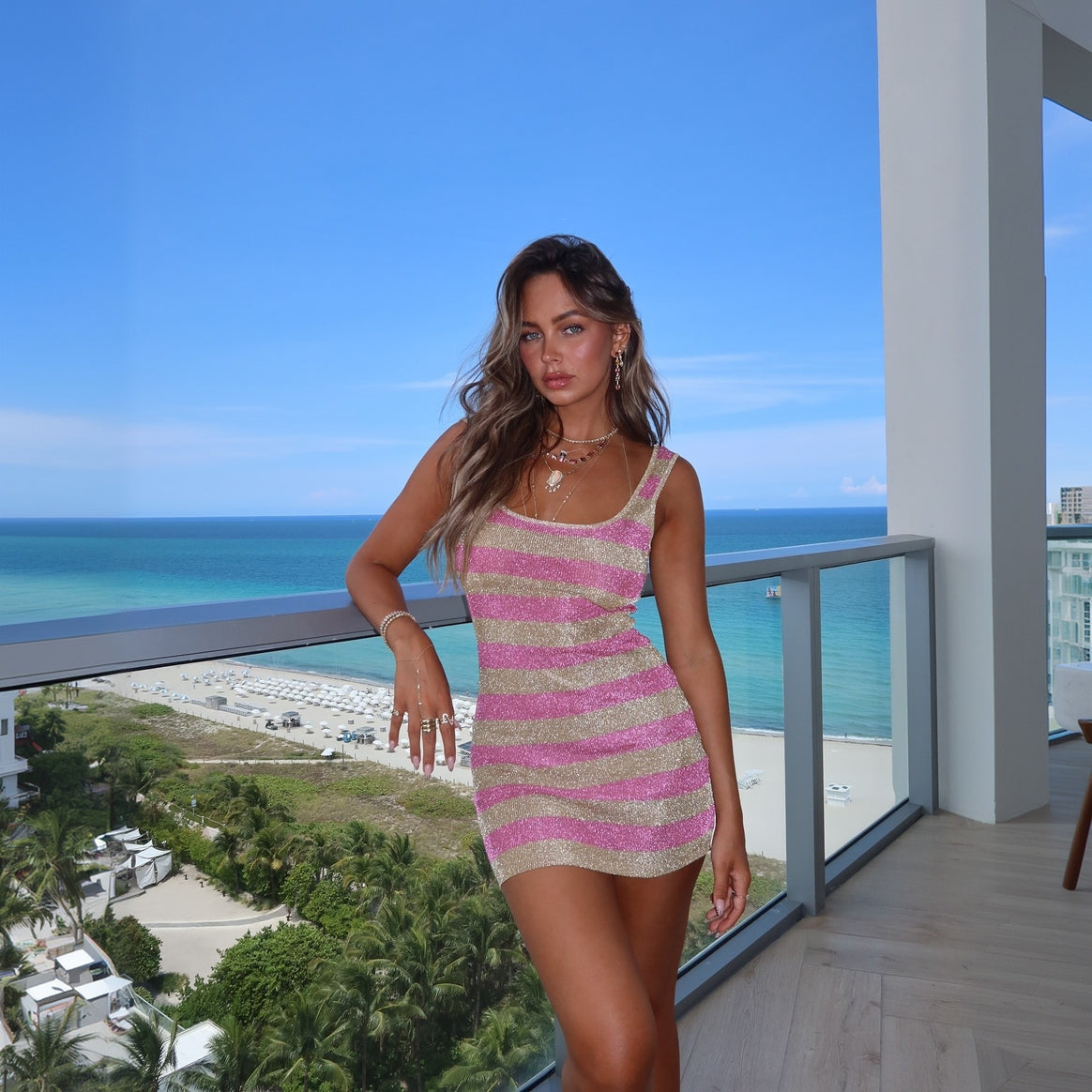 Women Glittering Mini Dress with Narrow Straps Mune Fashion
