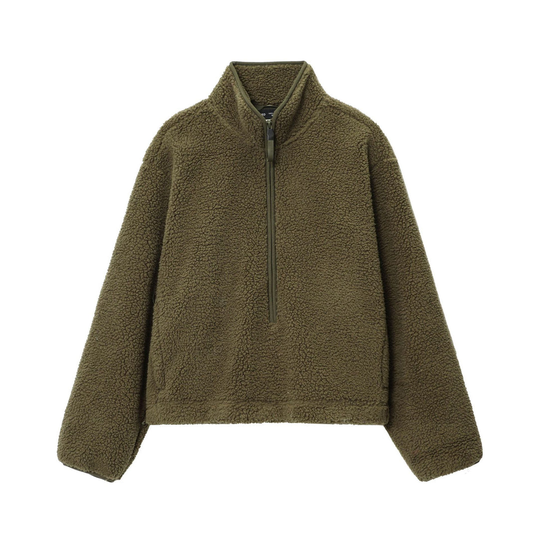 Women's cozy teddy fleece half-zip pullover with kangaroo pocket Mune Fashion