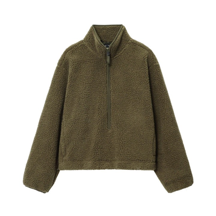 Women's cozy teddy fleece half-zip pullover with kangaroo pocket Mune Fashion