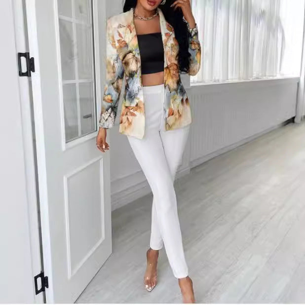 Women Asymmetric Houndstooth Tailoring Set with Two-Tone Half Detailing Mune Fashion