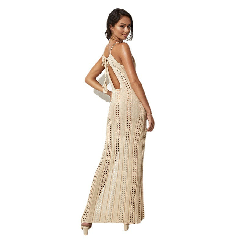 Ladies elegant, transparent maxi dress with delicate crochet embellishments Mune Fashion