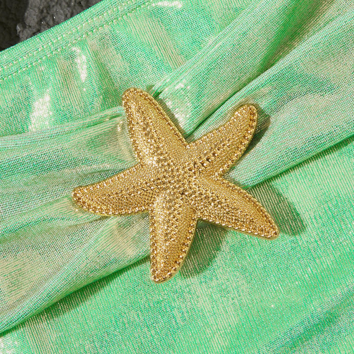 Women's Triangle Bikini with Glittering Effect and Sophisticated Knots Mune Fashion