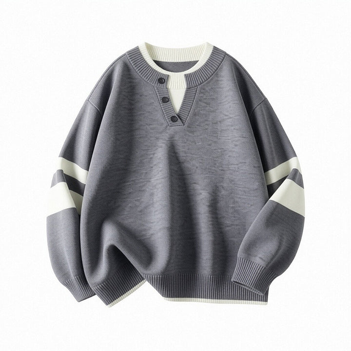 Women's sporty oversized sweater with button placket Mune Fashion